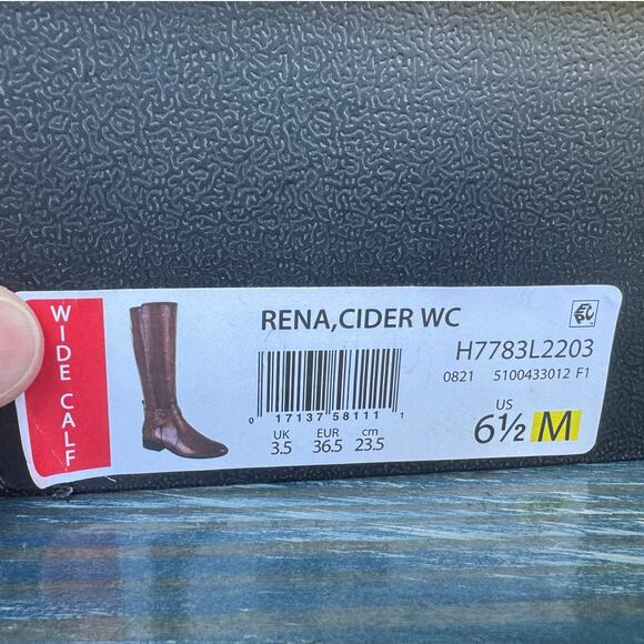 NATURALIZER RENA CIDER Wide Calf Riding Boots, NEW in BOX, size 6.5, Tan leather - Picture 9 of 16